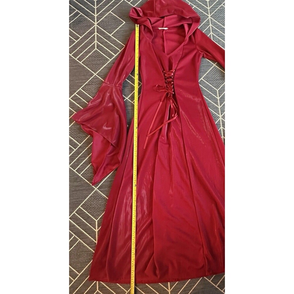 California Costumes Crimson Robe Hooded Dress Gown Medium S Halloween Sorceress - Picture 5 of 12